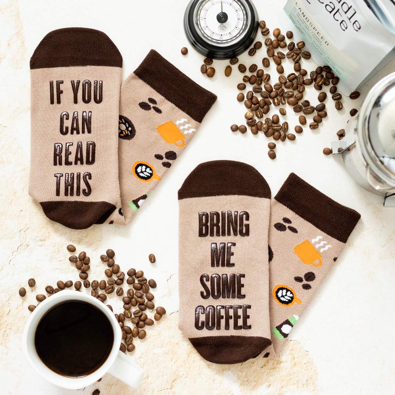 Lavley If You Can Read This Bring Me Coffee Socks - Funny Socks for Men & Women US Size 6-12 - Hilarious Gag Gift for Coffee Lovers, Baristas, Caffeine Addicts & Java Fans - Image 4